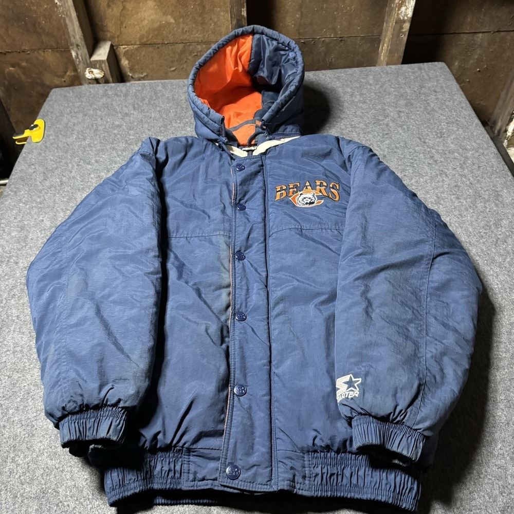 VTG 90s Chicago Bears Starter Full Zip Puffer Jacket Size S NFL Football Outdoor